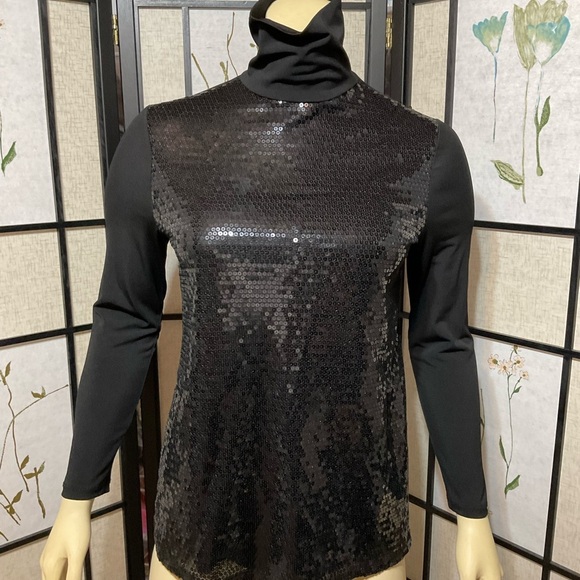 Slinky Brand Tops - Slinky Brand Sequined Turtleneck Top